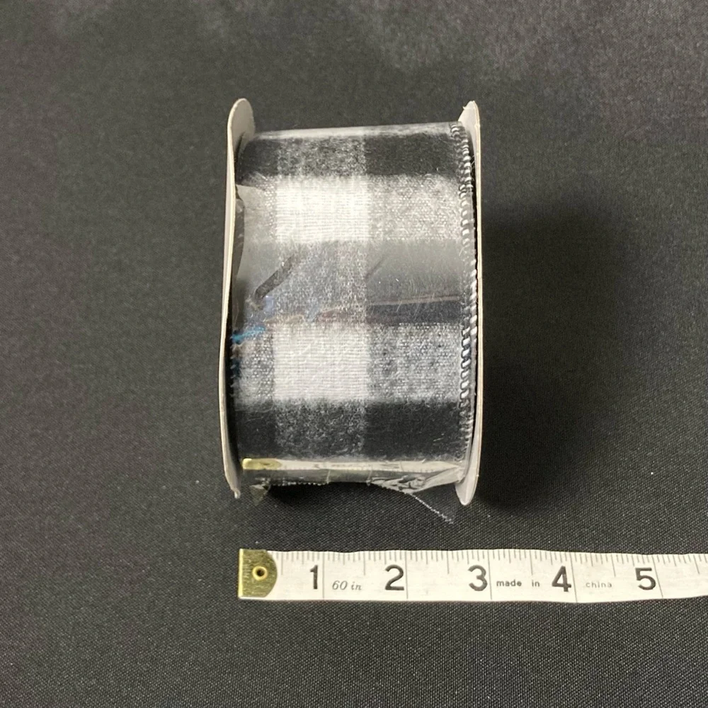 ⭐️ Black And White Plaid Soft Flannel Fabric Ribbon 2.5” x 360”